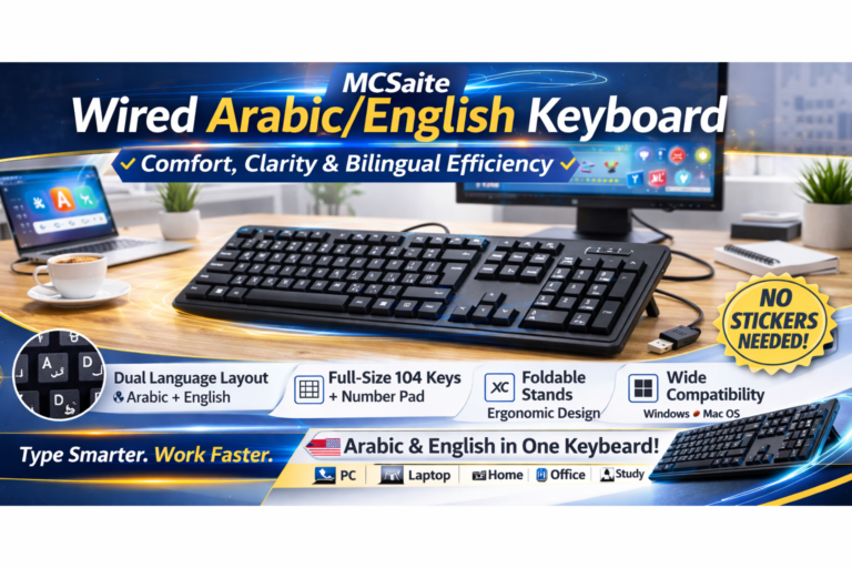 MCSaite Wired ArabicEnglish Keyboard – Comfort, Clarity & Bilingual Efficiency